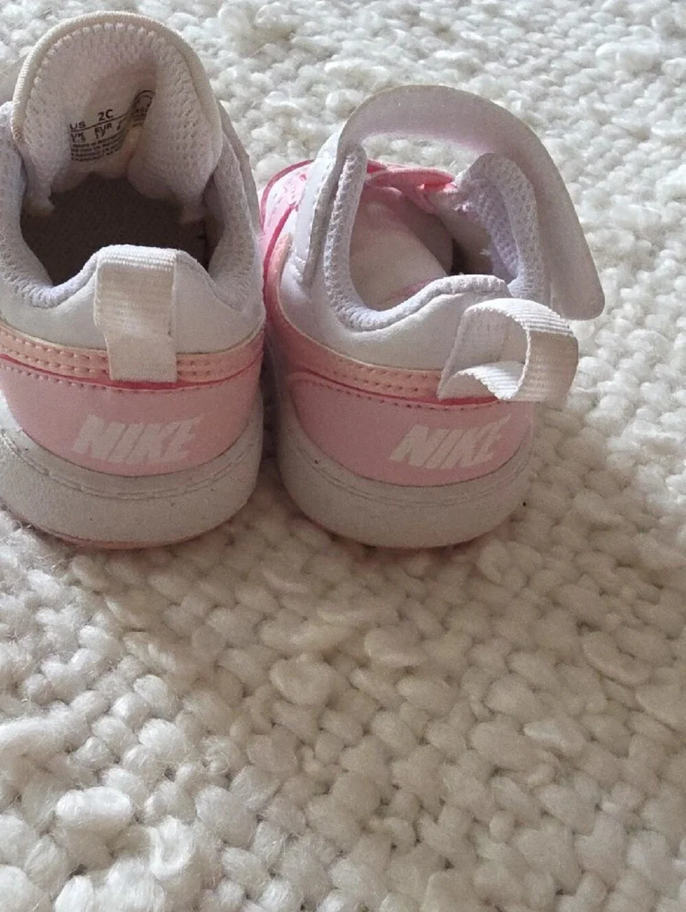 Nike Kids' Pink and White all day play Shoes 2C -17